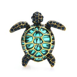 Turtle Pin/Pendant with Green Glass Windows